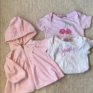 Juicy Couture zip up and 2 body suits